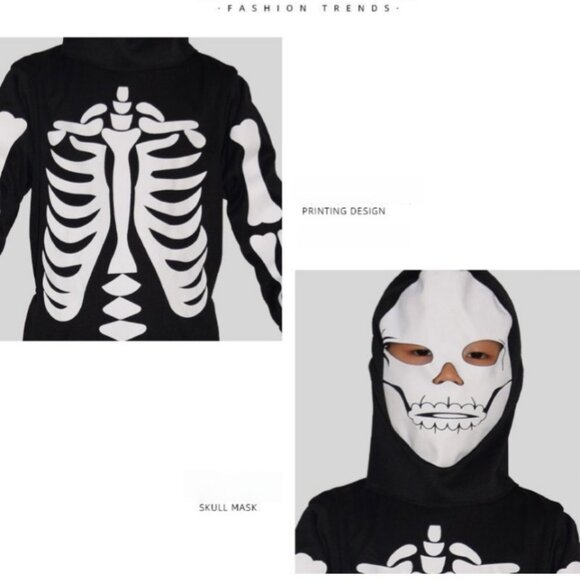 Kids' Skeleton Costume - Skeleton Ghost Role-Playing Outfit for Halloween - Picture 7 of 8